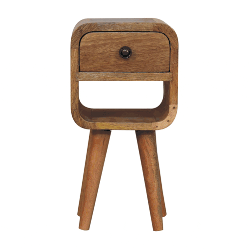 Extra Mini Oak-ish Curve Lower Bedside Nightstand Artisan