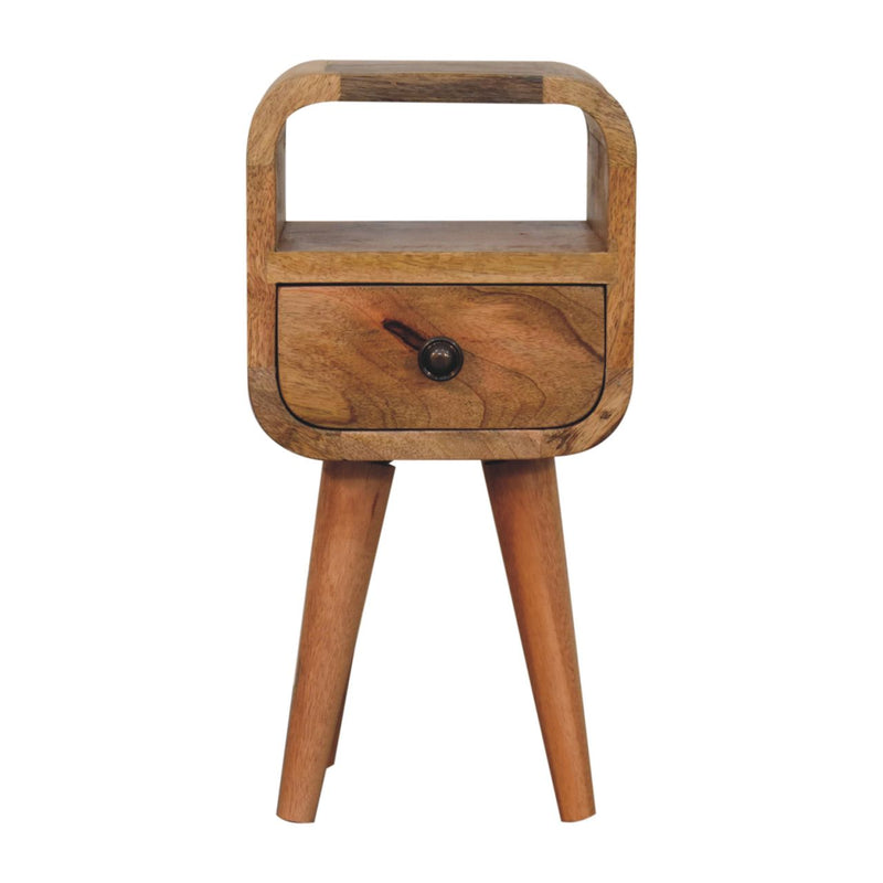 Extra Mini Oakish Curve Open Slot Bedside Nightstand Artisan