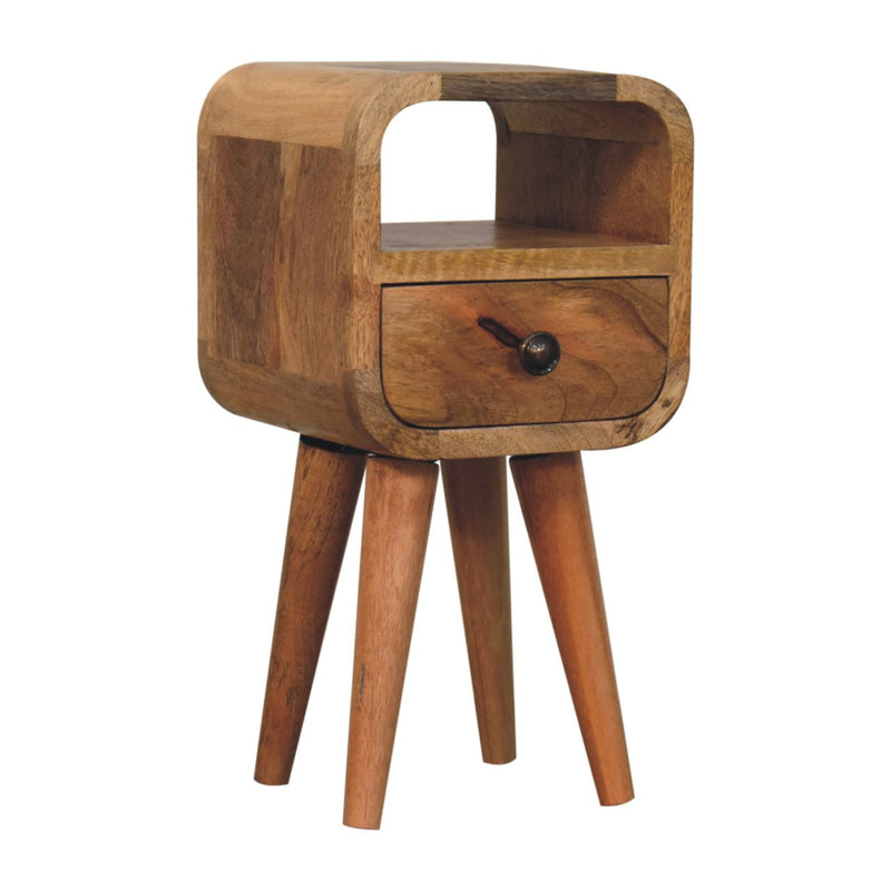 Extra Mini Oakish Curve Open Slot Bedside Nightstand Artisan