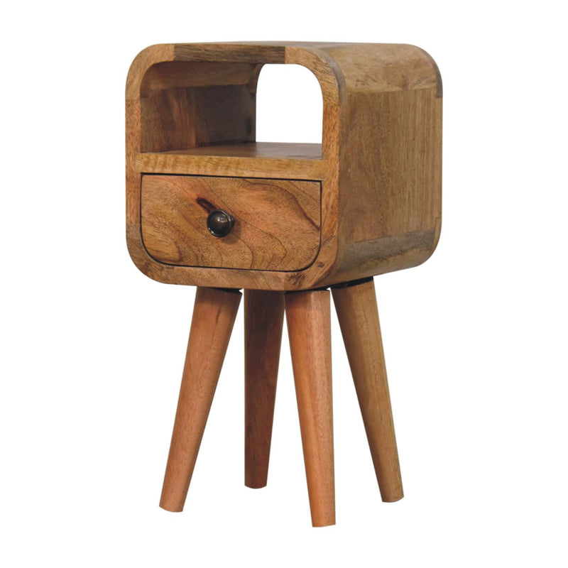 Extra Mini Oakish Curve Open Slot Bedside Nightstand Artisan