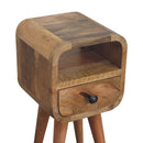 Extra Mini Oakish Curve Open Slot Bedside Nightstand Artisan