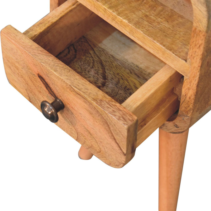 Extra Mini Oakish Curve Open Slot Bedside Nightstand Artisan