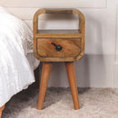 Extra Mini Oakish Curve Open Slot Bedside Nightstand Artisan