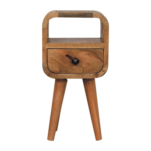 Extra Mini Oakish Curve Open Slot Bedside Nightstand Artisan