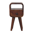 Extra Mini Chestnut Curve Open Slot Bedside Nightstand Artisan