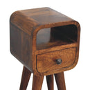 Extra Mini Chestnut Curve Open Slot Bedside Nightstand Artisan