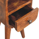 Extra Mini Chestnut Curve Open Slot Bedside Nightstand Artisan