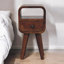 Extra Mini Chestnut Curve Open Slot Bedside Nightstand Artisan