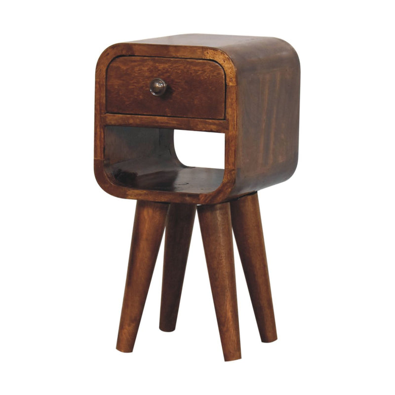 Extra Mini Chestnut Curve Lower Bedside Nightstand Artisan
