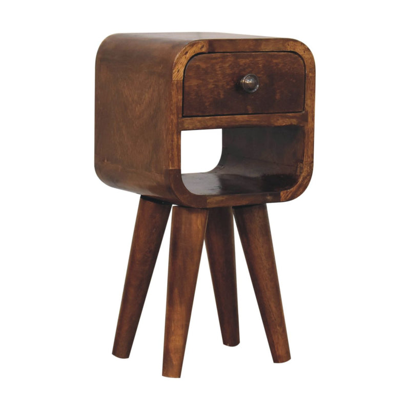 Extra Mini Chestnut Curve Lower Bedside Nightstand Artisan