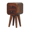 Extra Mini Curved Chestnut Bedside Nightstand Artisan