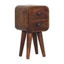 Extra Mini Curved Chestnut Bedside Nightstand Artisan