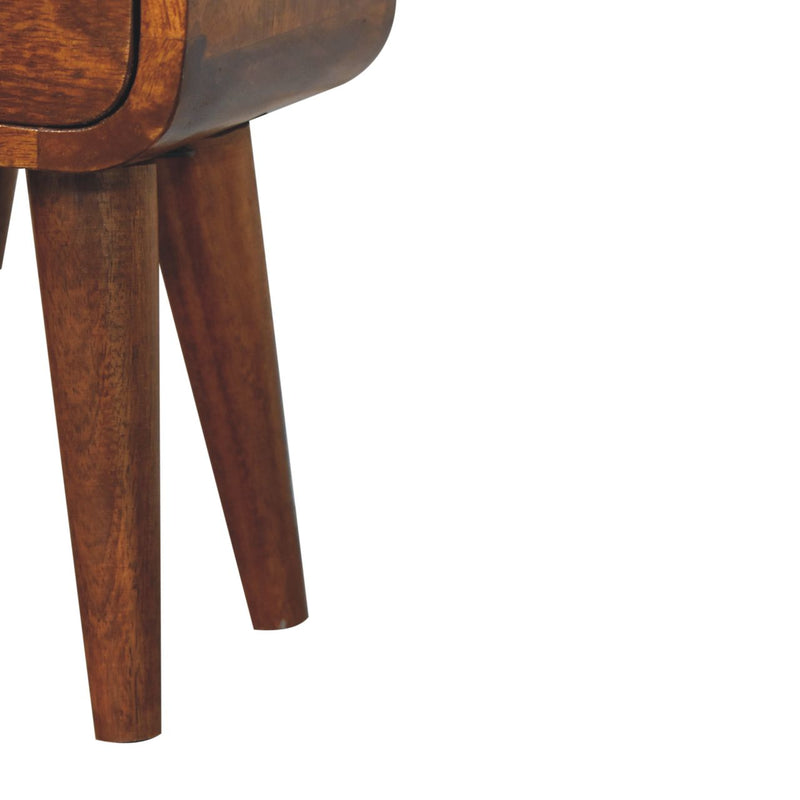 Extra Mini Curved Chestnut Bedside Nightstand Artisan