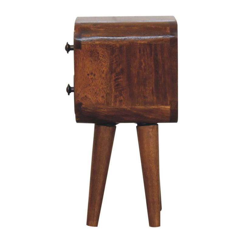 Extra Mini Curved Chestnut Bedside Nightstand Artisan