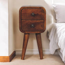 Extra Mini Curved Chestnut Bedside Nightstand Artisan