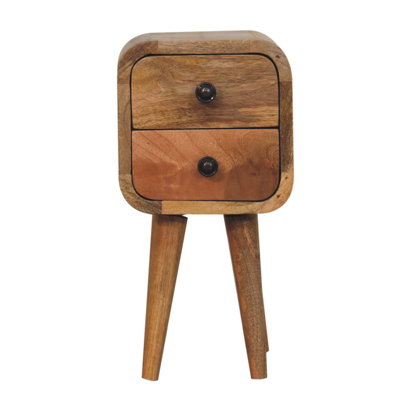 Extra Mini Curved Oak-ish Bedside Nightstand Artisan