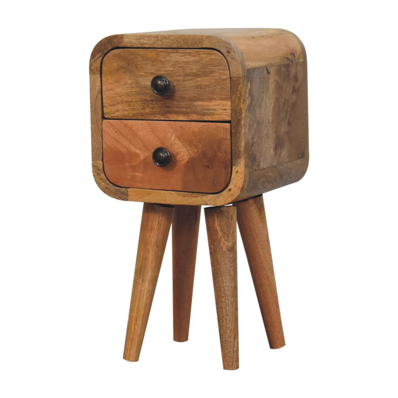 Extra Mini Curved Oak-ish Bedside Nightstand Artisan