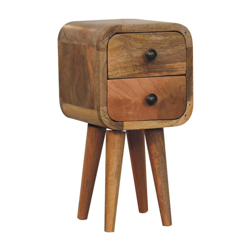 Extra Mini Curved Oak-ish Bedside Nightstand Artisan