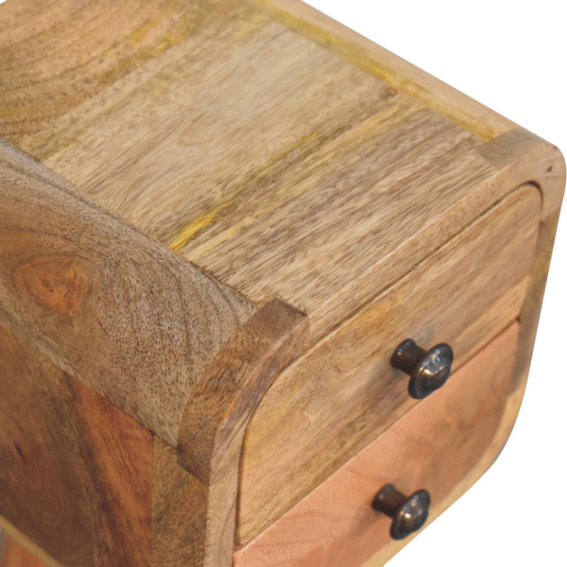 Extra Mini Curved Oak-ish Bedside Nightstand Artisan