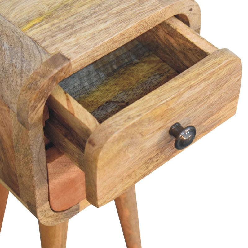 Extra Mini Curved Oak-ish Bedside Nightstand Artisan