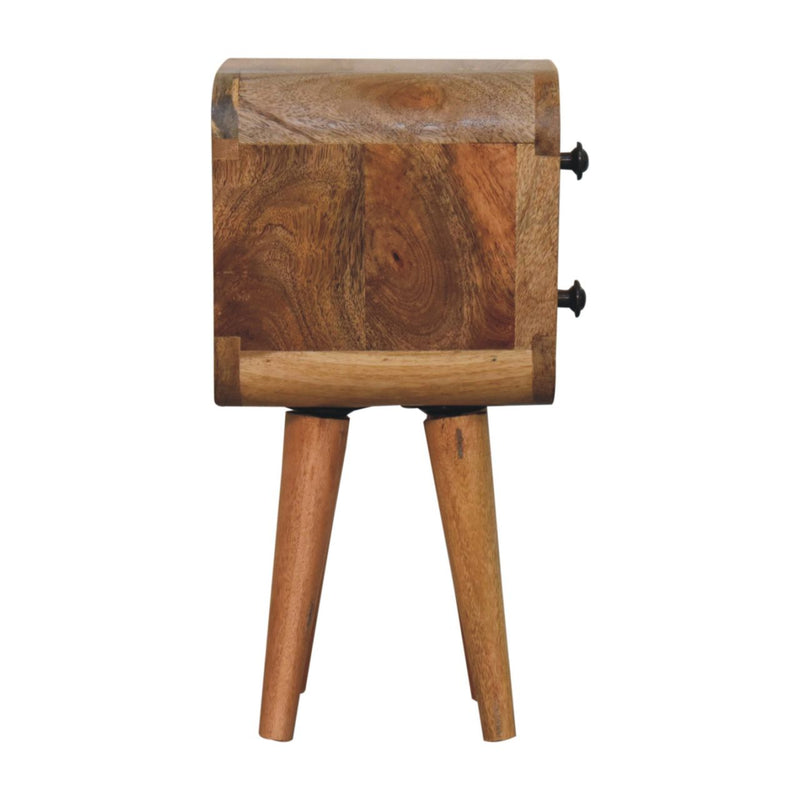 Extra Mini Curved Oak-ish Bedside Nightstand Artisan