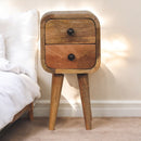 Extra Mini Curved Oak-ish Bedside Nightstand Artisan