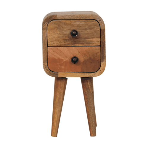 Extra Mini Curved Oak-ish Bedside Nightstand Artisan