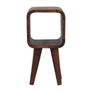 Extra Mini Minimalist Open Curved Chestnut Bedside Nightstand Artisan