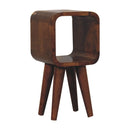 Extra Mini Minimalist Open Curved Chestnut Bedside Nightstand Artisan