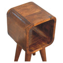 Extra Mini Minimalist Open Curved Chestnut Bedside Nightstand Artisan