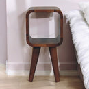 Extra Mini Minimalist Open Curved Chestnut Bedside Nightstand Artisan
