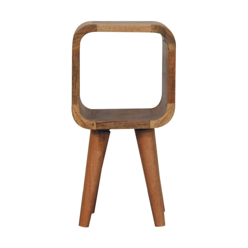 Extra Mini Minimalist Open Curved Oak-ish Bedside Nightstand Artisan