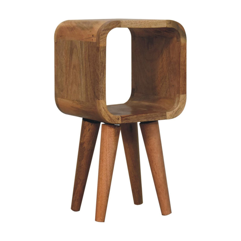 Extra Mini Minimalist Open Curved Oak-ish Bedside Nightstand Artisan
