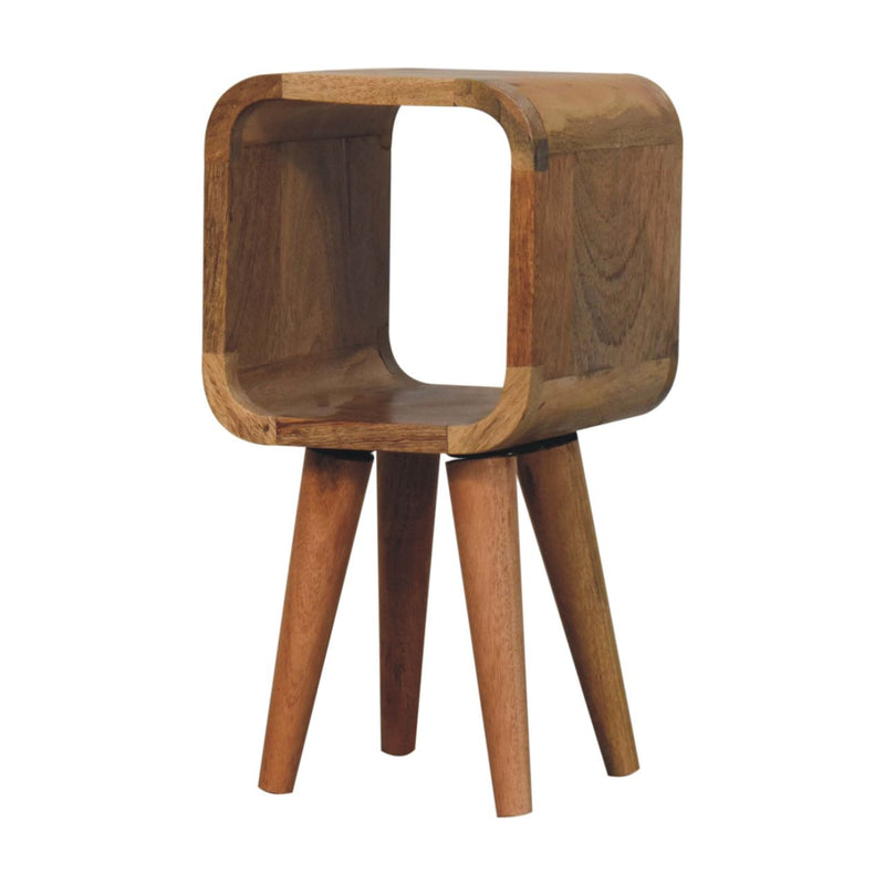 Extra Mini Minimalist Open Curved Oak-ish Bedside Nightstand Artisan