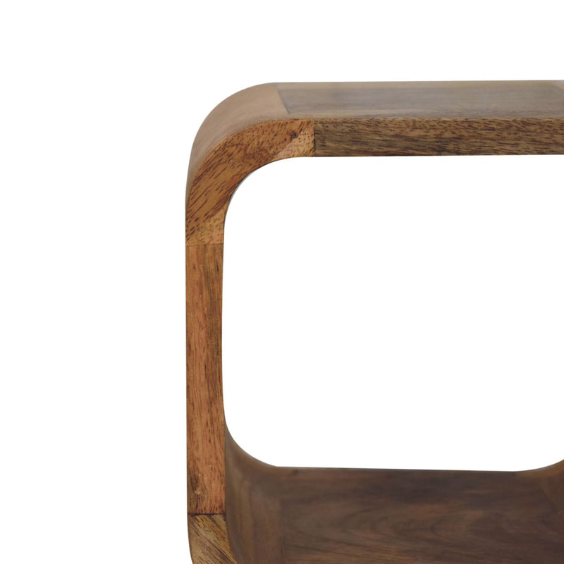 Extra Mini Minimalist Open Curved Oak-ish Bedside Nightstand Artisan