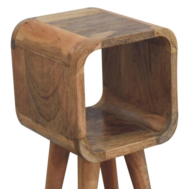 Extra Mini Minimalist Open Curved Oak-ish Bedside Nightstand Artisan