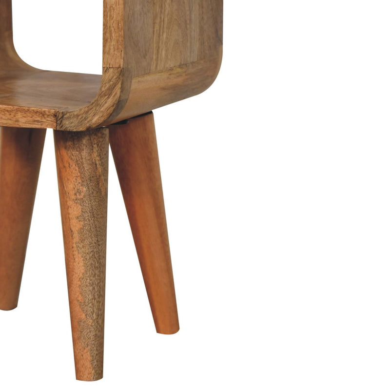 Extra Mini Minimalist Open Curved Oak-ish Bedside Nightstand Artisan