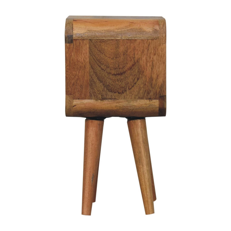 Extra Mini Minimalist Open Curved Oak-ish Bedside Nightstand Artisan