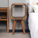 Extra Mini Minimalist Open Curved Oak-ish Bedside Nightstand Artisan