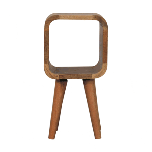Extra Mini Minimalist Open Curved Oak-ish Bedside Nightstand Artisan