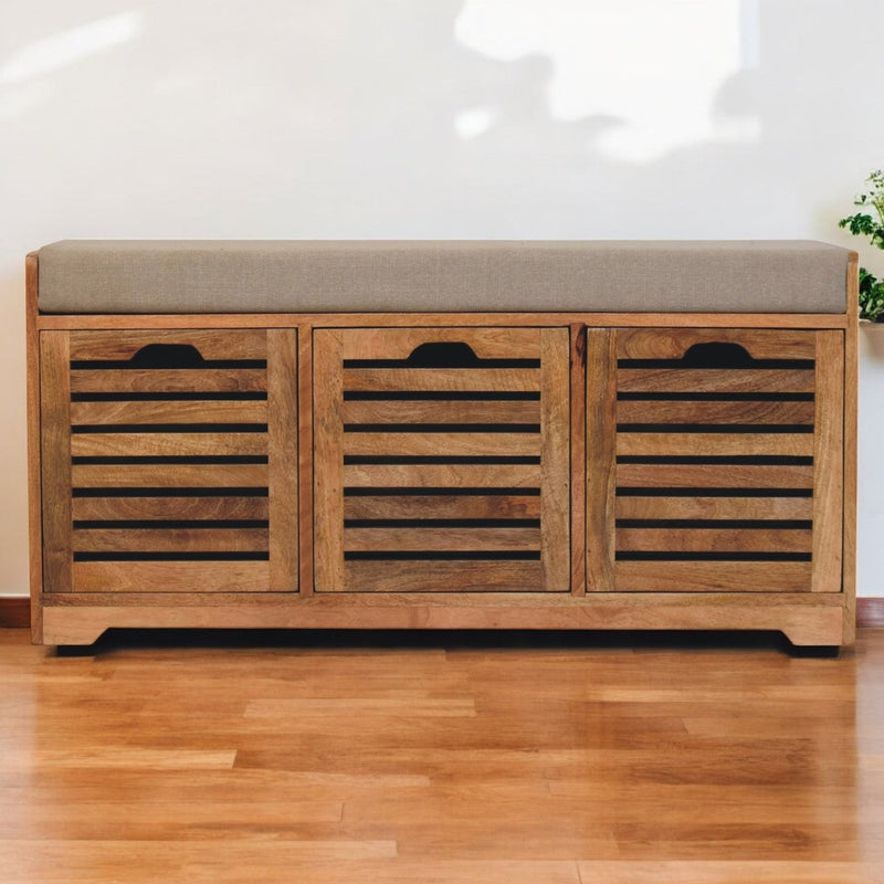 Shutter Oak-ish Shoe Bench Artisan
