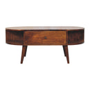Chestnut Oval Coffee Table with 2 Drawer Artisan