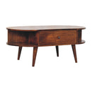 Chestnut Oval Coffee Table with 2 Drawer Artisan