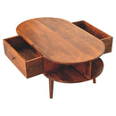Chestnut Oval Coffee Table with 2 Drawer Artisan