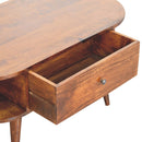 Chestnut Oval Coffee Table with 2 Drawer Artisan