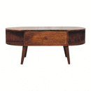 Chestnut Oval Coffee Table with 2 Drawer Artisan