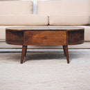 Chestnut Oval Coffee Table with 2 Drawer Artisan