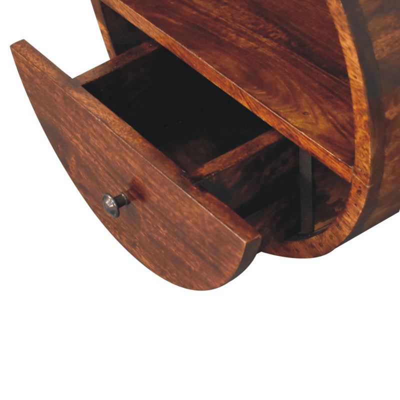 Floating Circle Chestnut Bedside Nightstand Artisan