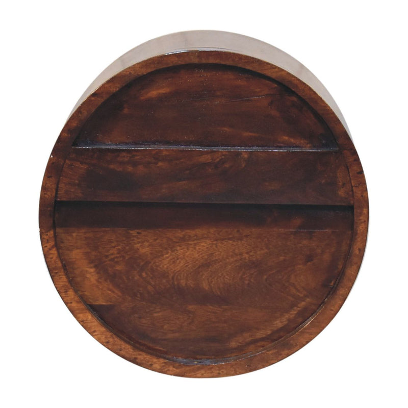 Floating Circle Chestnut Bedside Nightstand Artisan