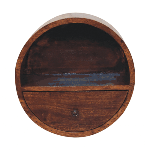 Floating Circle Chestnut Bedside Nightstand Artisan
